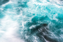 Load image into Gallery viewer, Euforia is a fine art photo of the ocean in slow shutter captured greg selby on the far south coast of nsw its a balance of light and composition the rich blues and white wash create art Blue pool 