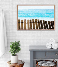 Load image into Gallery viewer, Board Walk by Greg Selby featuring a weathered timber boardwalk against the pristine waters of Durras on the NSW South Coast, contemporary fine art photography for luxury interiors and collectors.