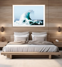 Load image into Gallery viewer, Iasukoh – single wave rising to a monumental peak, crest exploding into white spray curling against a pale grey-white sky, isolated and dramatic, South Coast, Sapphire Coast, fine art photography by Greg Selby

