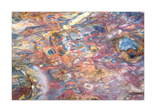 Load image into Gallery viewer, Abstract artwork featuring a mix of earthy and vibrant colors, creating a visually textured surface.Greg Selby fine art south coast decor print wall hanging