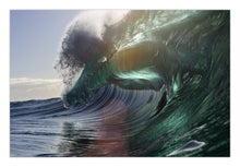 Load image into Gallery viewer, A vibrant art print of a large ocean wave with a green tint, capturing the essence of the sea and sky.Greg Selby Fine Art Decor Print