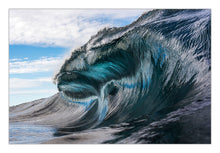 Load image into Gallery viewer, A powerful and large wave in the ocean, with a mix of blue and gray colors, capturing the texture and form of the water. Greg Selby coastal decor wave print 