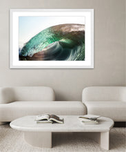 Load image into Gallery viewer, Astrea II – extreme close-up from inside a breaking wave, translucent green glass face with deep shadow in the curl, Australian coastline, fine art photography by Greg Selby