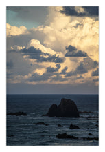 Load image into Gallery viewer, Rocks in the ocean with a dramatic sky filled with clouds Narooma glasshouse rocks Greg Selby Photography 