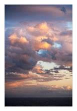 Load image into Gallery viewer, Cloudy sky with sunset colors over water tathra southcoast nsw saphire cost greg selby wall art

