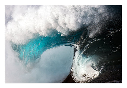 a wave transformed by wind giving it a painters look