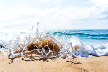 Load image into Gallery viewer, Splashing wave on the beach creating foaming art  south coast nsw wall art print decor