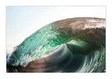 Load image into Gallery viewer, Astrea II – extreme close-up from inside a breaking wave, translucent green glass face with deep shadow in the curl, Australian coastline, fine art photography by Greg Selby sapphire coast