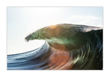 Load image into Gallery viewer, Astrea – inside a forming barrel wave, translucent green glass face with light passing through the curl, Australian coastline, fine art photography by Greg Selby south coast Sapphire coast