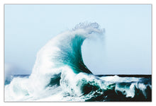 Load image into Gallery viewer, Iasukoh – single wave rising to a monumental peak, crest exploding into white spray curling against a pale grey-white sky, isolated and dramatic, South Coast, Sapphire Coast, fine art photography by Greg Selby

