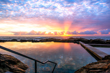 Load image into Gallery viewer, Sapphire coast south-coast swimming pool bermagui on sunrise Greg Selby fine art print.