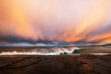 Load image into Gallery viewer, Illexea by Greg Selby featuring a dramatic sunset over Racecourse Beach, Ulladulla on the NSW South Coast, museum-quality fine art photography for luxury interiors and collectors.