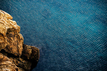 Load image into Gallery viewer, Oxidane by Greg Selby featuring the iconic Blue Pool at Bermagui on the NSW South Coast, contemporary fine art photography showcasing textured coastal waters for luxury interiors and collectors.
